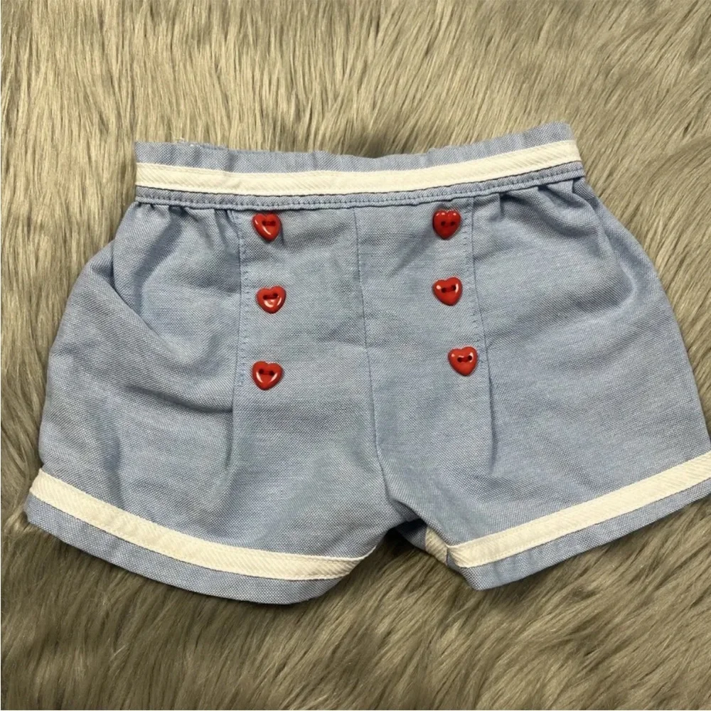 Vintage Baby Girls Carters Shorts Blue Red White Sailor Heart
